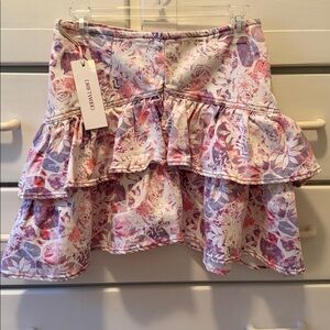 NWT. DRIFTWOOD Asymmetrical Floral Skirt - Pink and Purple